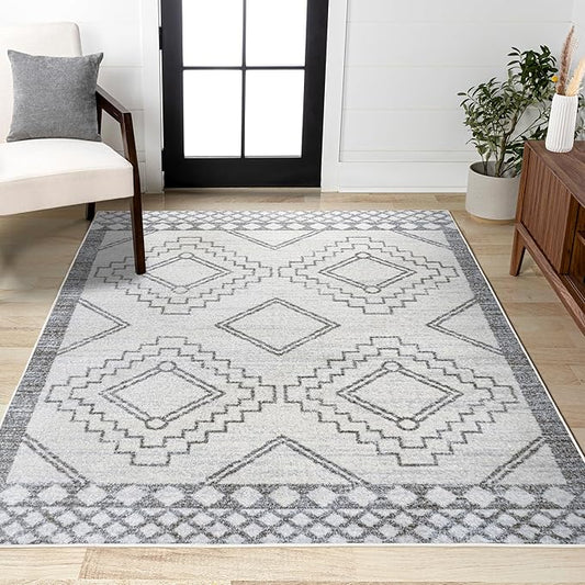 JONATHAN Y Amir Moroccan Beni Souk Cream/Gray Indoor Area Rug, 10x14, Bohemian, Scandinavian, Easy-Cleaning for Living Room, Bedroom, Kitchen, Pet Friendly, Non-Shedding (MOH200B-14)