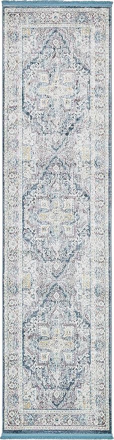 Unique Loom Baracoa Collection Area Rug - Prado (2' 7" x 10' Runner, Gray/ Blue)