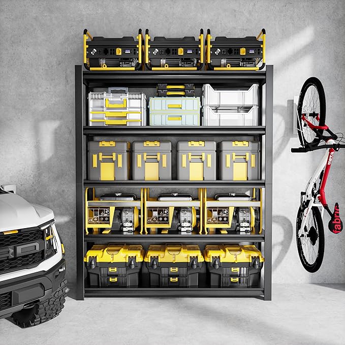 48" W Garage Shelving,5-Tier Heavy Duty Shelving Unit,3000LBS Adjustable Metal Storage Shelves,Storage Rack Units for Industrie,Shed,Warehouse,Basement,Black,48" W x 20" D x 72" H