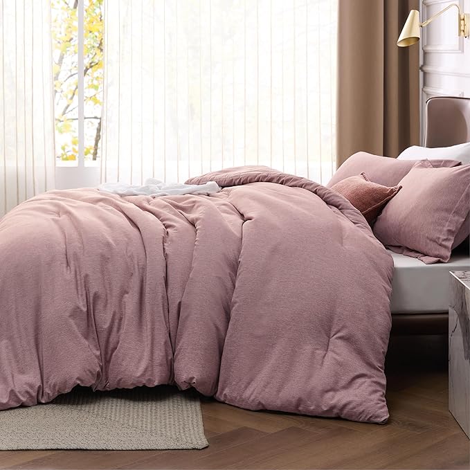 Bedsure King Size Comforter Set - Dusty Rose King Comforter Set, Soft Bedding for All Seasons, Cationic Dyed Bedding Set, 3 Pieces, 1 Comforter (104"x90") and 2 Pillow Shams (20"x36"+2")