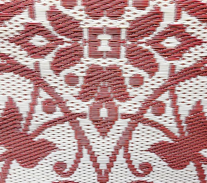 Mad Mats Traditional Outdoor Rug, Reversible Plastic Mat (6' x 9', New Wrought Iron - Deep Red)