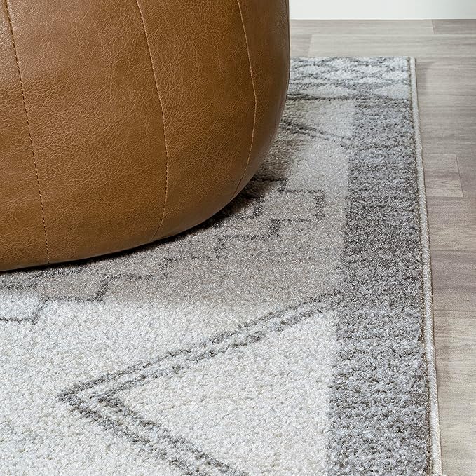 JONATHAN Y Amir Moroccan Beni Souk Cream/Gray 5' Round Indoor Area Rug, Bohemian, Scandinavian, Easy-Cleaning for Living Room, Bedroom, Kitchen, Pet Friendly, Non-Shedding (MOH200B-5R)