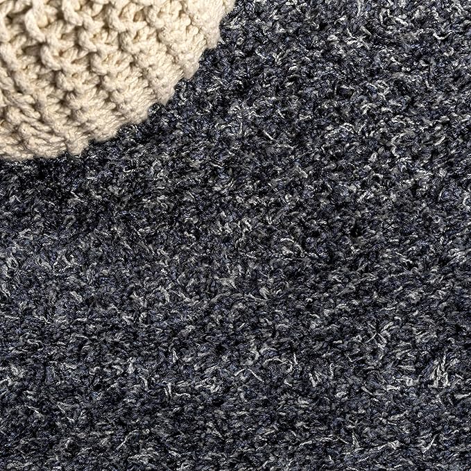 JONATHAN Y Mercer Shag Plush Denim Blue Indoor Area Rug, 3x5, Contemporary, Modern, Easy-Cleaning for Living Room, Bedroom, Kitchen, Pet Friendly, Non-Shedding (MCR106C-3)
