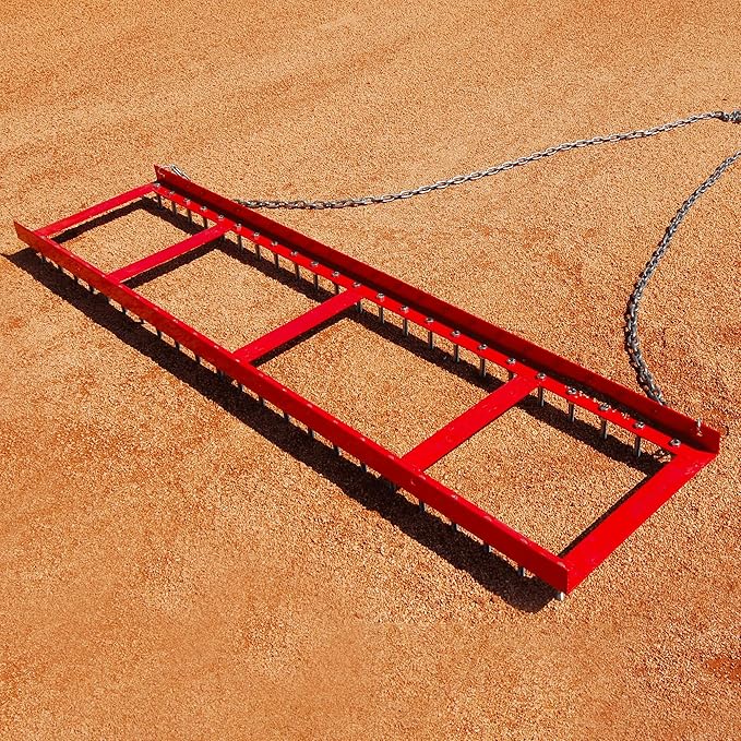 Trigon Sports Heavy Duty Bolt Drag Mat, Field Surface Leveling Spike Drag Mat with Pull Chain, Infield Drag Harrow for Manual or Vehicle Assisted Pulling, 6' Wide Bolt