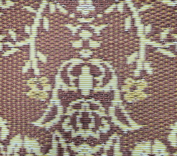 Mad Mats Traditional Outdoor Rug, Reversible Plastic Mat (5' x 8', Oriental Garland - Teal/Brown)