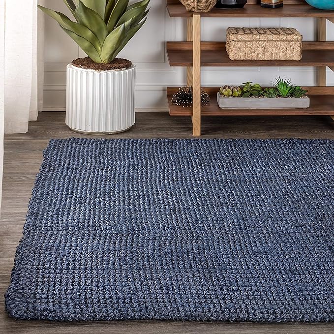 JONATHAN Y Pata Hand Woven Chunky Jute Navy Indoor Area Rug, 10x14, Bohemian, Rustic, Cottage, Easy-Cleaning for Living Room, Bedroom, Kitchen, Non-Shedding (NRF102D-14)