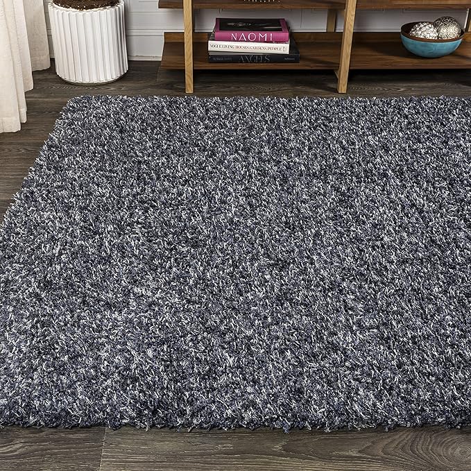 JONATHAN Y Mercer Shag Plush Denim Blue Indoor Area Rug, 3x5, Contemporary, Modern, Easy-Cleaning for Living Room, Bedroom, Kitchen, Pet Friendly, Non-Shedding (MCR106C-3)