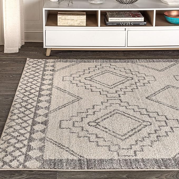 JONATHAN Y Amir Moroccan Beni Souk Cream/Gray Indoor Area Rug, 4x6, Bohemian, Scandinavian, Easy-Cleaning for Living Room, Bedroom, Kitchen, Pet Friendly, Non-Shedding (MOH200B-4)
