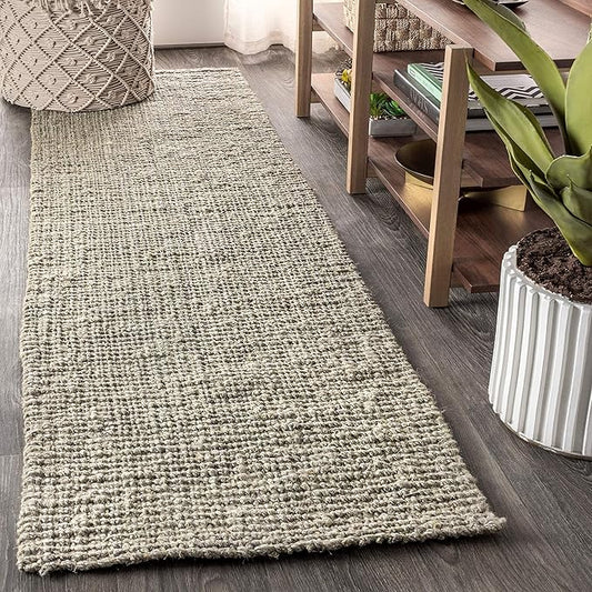 JONATHAN Y Pata Hand Woven Chunky Jute Gray Runner Rug, 2x18, Bohemian, Rustic, Cottage, Easy-Cleaning for Living Room, Bedroom, Kitchen, Non-Shedding (NRF102C-218)