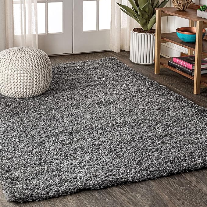 JONATHAN Y Mercer Shag Plush Charcoal Indoor Area Rug, 5x8, Contemporary, Modern, Easy-Cleaning for Living Room, Bedroom, Kitchen, Pet Friendly, Non-Shedding (MCR106B-5)