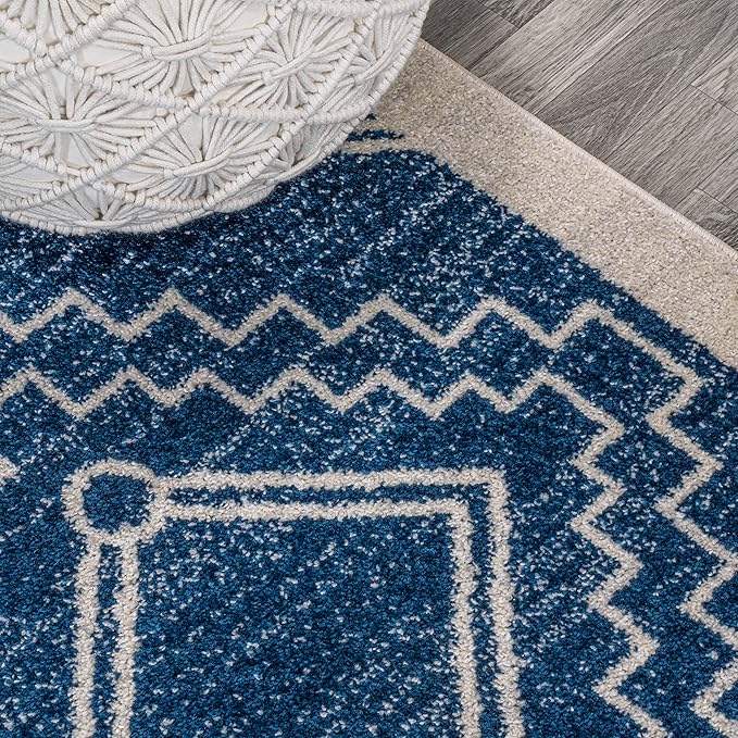 JONATHAN Y Amir Moroccan Beni Souk Navy/Ivory Runner Rug, 2x8, Bohemian, Scandinavian, Easy-Cleaning for Living Room, Bedroom, Kitchen, Pet Friendly, Non-Shedding (MOH200D-28)