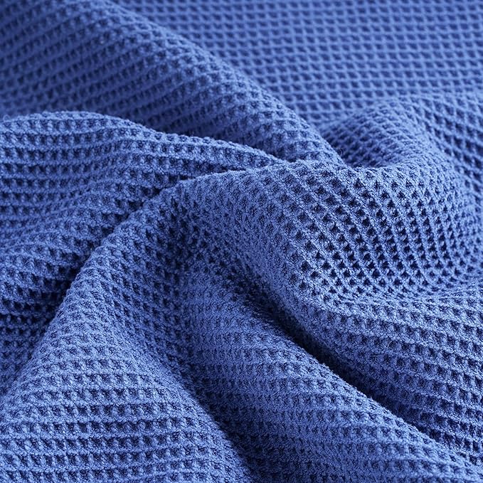 POLYTE Microfiber Oversize Quick Dry Lint Free Waffle Bath Towel for Body, 60 x 30 in, Set of 2