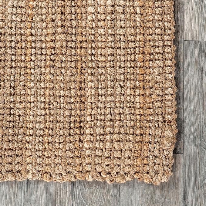 Nuloom Ashli Hand Woven, Natural, 2' 6" x 8', Farmhouse, Jute, Soft and Textured, High Traffic, Stain Resistant, Easy Clean, Durable Runner for Bedroom, Living Room, Dining Space, Den, Foyer, Entryway
