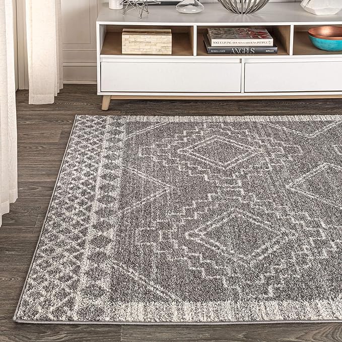 JONATHAN Y Amir Moroccan Beni Souk Gray/Cream Indoor Area Rug, 3x5, Bohemian, Scandinavian, Easy-Cleaning for Living Room, Bedroom, Kitchen, Pet Friendly, Non-Shedding (MOH200C-3)