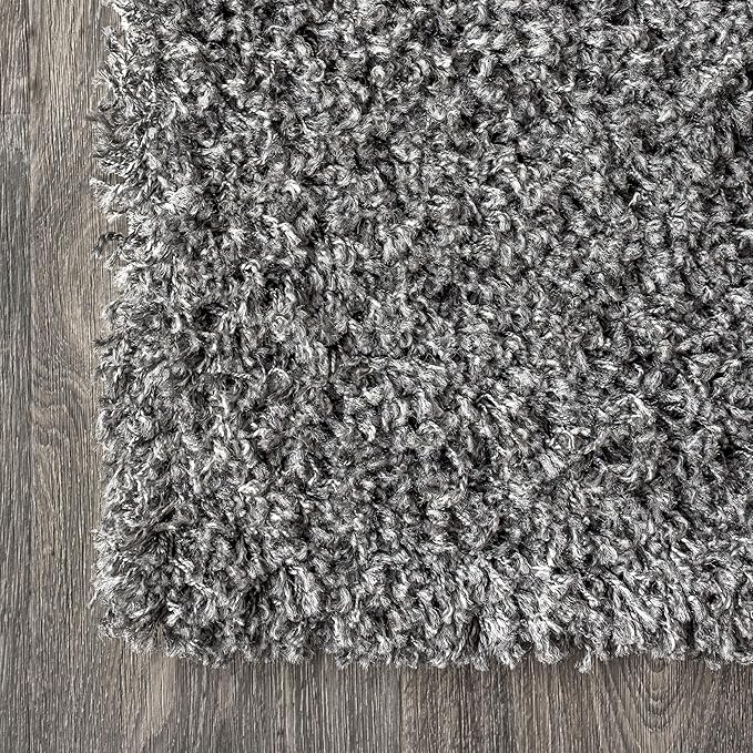 JONATHAN Y Mercer Shag Plush Charcoal Indoor Area Rug, 5x8, Contemporary, Modern, Easy-Cleaning for Living Room, Bedroom, Kitchen, Pet Friendly, Non-Shedding (MCR106B-5)