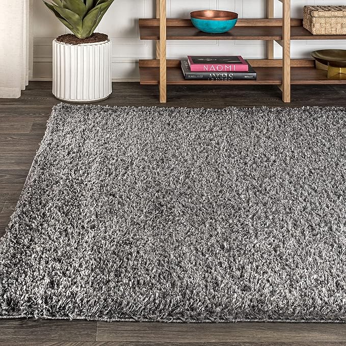 JONATHAN Y Mercer Shag Plush Charcoal Indoor Area Rug, 4x6, Contemporary, Modern, Easy-Cleaning for Living Room, Bedroom, Kitchen, Pet Friendly, Non-Shedding (MCR106B-4)