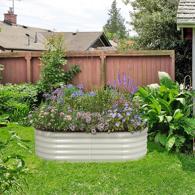 BPS 4-in-1 Metal Raised Garden Bed, 5x2 FT Galvanized Planter Raised Beds for Vegetables, Flowers 17" Extra Tall