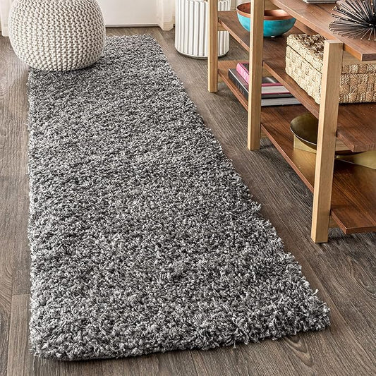 JONATHAN Y Mercer Shag Plush Charcoal Runner Rug, 2x8, Contemporary, Modern, Easy-Cleaning for Living Room, Bedroom, Kitchen, Pet Friendly, Non-Shedding (MCR106B-28)