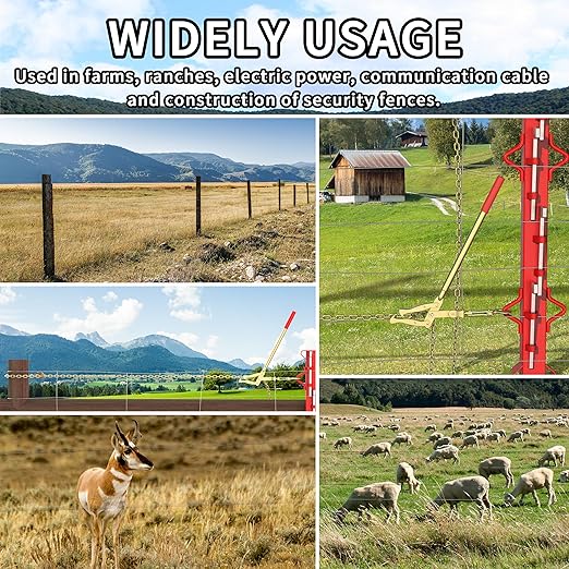 Heavy-Duty Chain Link Fence Stretcher Tool with 19.7FT Chain – 2200 lbs Wire Puller & Tensioner for Barbed Wire, Farm Fencing, Ranch, and Fence Repair (FenceBarStretcher)