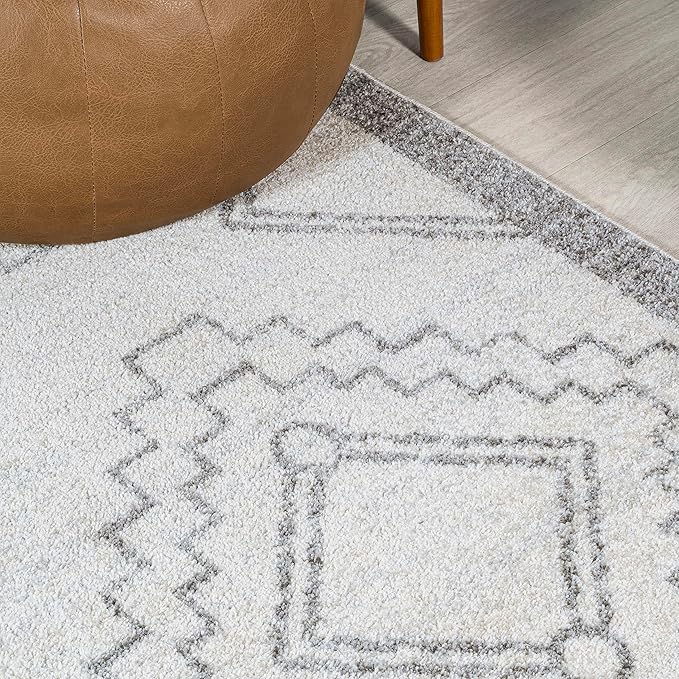 JONATHAN Y Amir Moroccan Beni Souk Cream/Gray 6x6 Square Indoor Area Rug, Bohemian, Scandinavian, Easy-Cleaning for Living Room, Bedroom, Kitchen, Pet Friendly, Non-Shedding (MOH200B-6SQ)