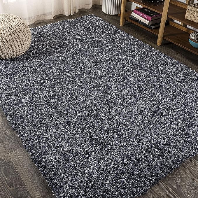 JONATHAN Y Mercer Shag Plush Denim Blue Indoor Area Rug, 3x5, Contemporary, Modern, Easy-Cleaning for Living Room, Bedroom, Kitchen, Pet Friendly, Non-Shedding (MCR106C-3)