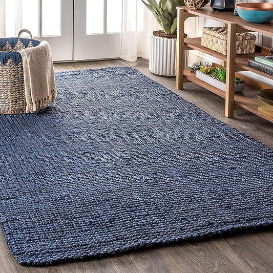 JONATHAN Y Pata Hand Woven Chunky Jute Navy Indoor Area Rug, 10x14, Bohemian, Rustic, Cottage, Easy-Cleaning for Living Room, Bedroom, Kitchen, Non-Shedding (NRF102D-14)