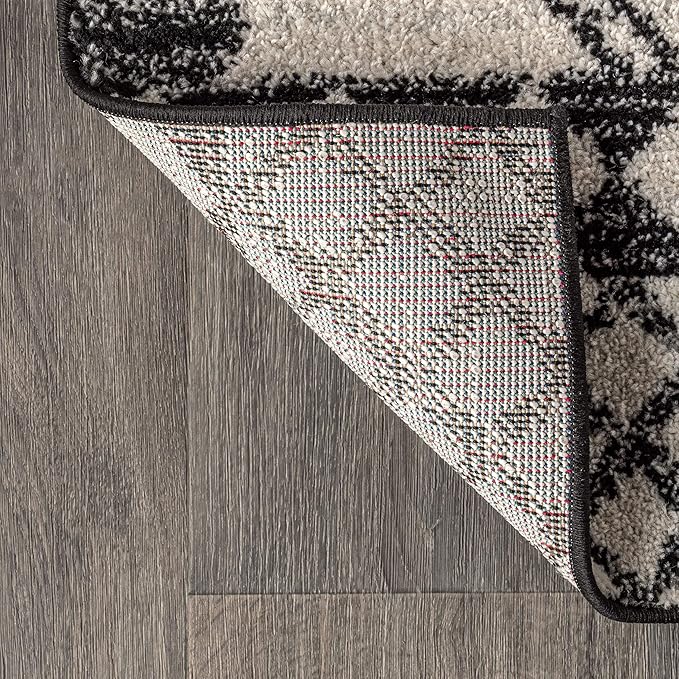 JONATHAN Y Amir Moroccan Beni Souk Cream/Black Runner Rug, 2x8, Bohemian, Scandinavian, Easy-Cleaning for Living Room, Bedroom, Kitchen, Pet Friendly, Non-Shedding (MOH200A-28)