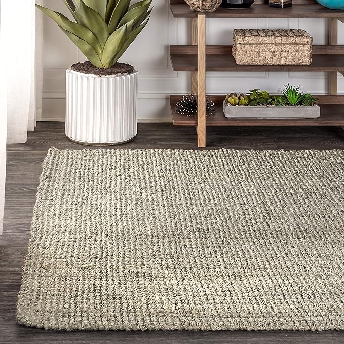 JONATHAN Y Pata Hand Woven Chunky Jute Gray Indoor Area Rug, 10x14, Bohemian, Rustic, Cottage, Easy-Cleaning for Living Room, Bedroom, Kitchen, Non-Shedding (NRF102C-14)