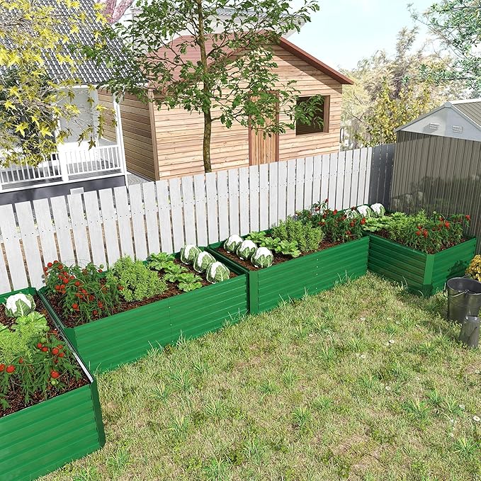 8x4x2 ft Outdoor Raised Garden Bed, Large Metal Planter Raised Beds, Planters for Outdoor Plants for Vegetables, Flowers, Herbs, Fruits, and Succulents.(4 Pcs)