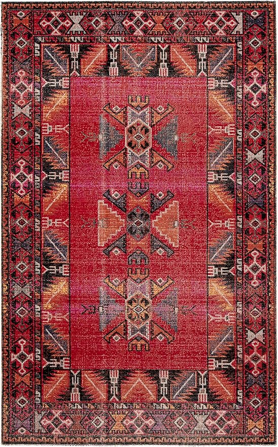 Jaipur Living Paloma POL19 Outdoor Tribal Red and Black Area Rug (5'3"x7'6")