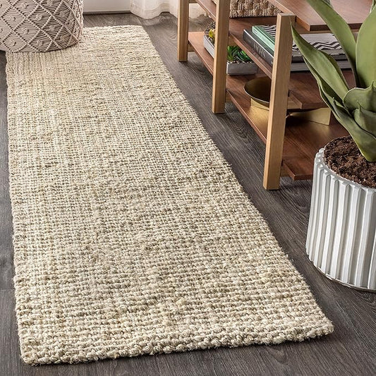 JONATHAN Y Pata Hand Woven Chunky Jute Light Ivory Runner Rug, 2x16, Bohemian, Rustic, Cottage, Easy-Cleaning for Living Room, Bedroom, Kitchen, Non-Shedding (NRF102B-216)