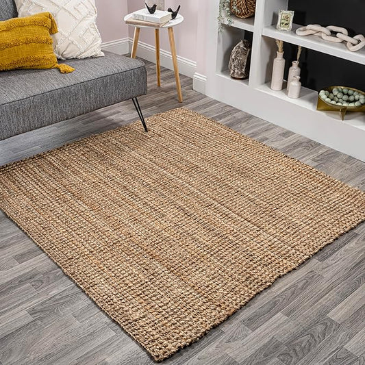 JONATHAN Y Pata Hand Woven Chunky Jute Natural 5x5 Square Indoor Area Rug, Bohemian, Rustic, Cottage, Easy-Cleaning for Living Room, Bedroom, Kitchen, Non-Shedding (NRF102A-5SQ)