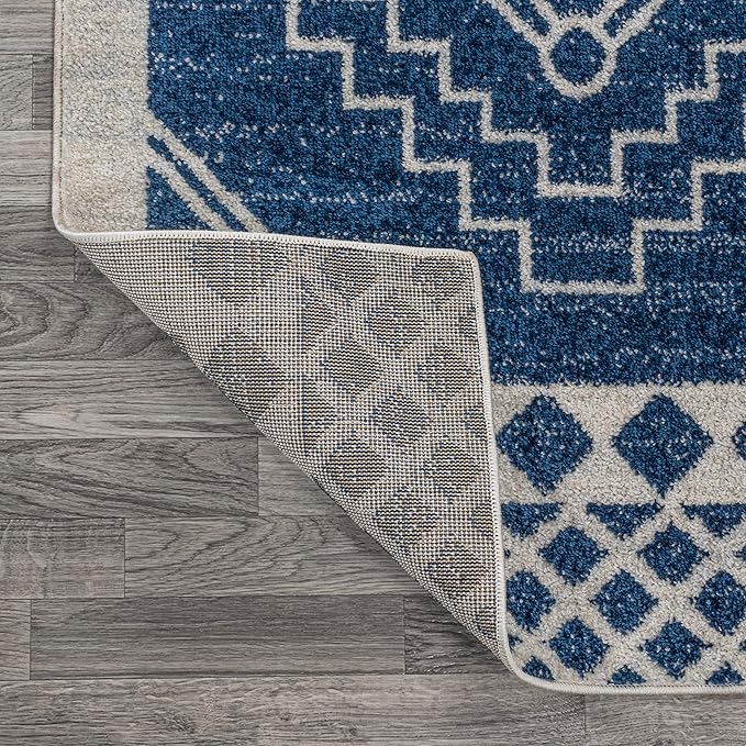 JONATHAN Y Amir Moroccan Beni Souk Navy/Ivory Runner Rug, 2x8, Bohemian, Scandinavian, Easy-Cleaning for Living Room, Bedroom, Kitchen, Pet Friendly, Non-Shedding (MOH200D-28)