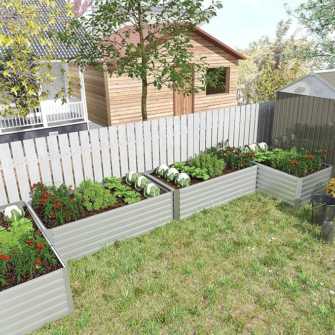 6x3x2 ft Raised Garden Bed, Large Metal Planter Raised Beds, Planters for Outdoor Plants for Vegetables, Flowers, Herbs, Fruits, and Succulents.(4 Pcs)