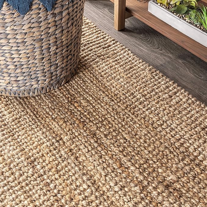 JONATHAN Y Pata Hand Woven Chunky Jute Natural 5x5 Square Indoor Area Rug, Bohemian, Rustic, Cottage, Easy-Cleaning for Living Room, Bedroom, Kitchen, Non-Shedding (NRF102A-5SQ)