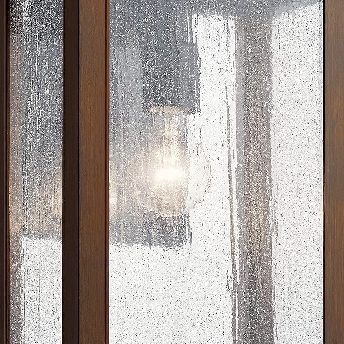 Kichler Marimount 17" Outdoor Wall Light in Black, 1-Light Exterior Wall Sconce with Clear Seeded Glass, (17" H x 10" W), 59018BK (Pack of 2)