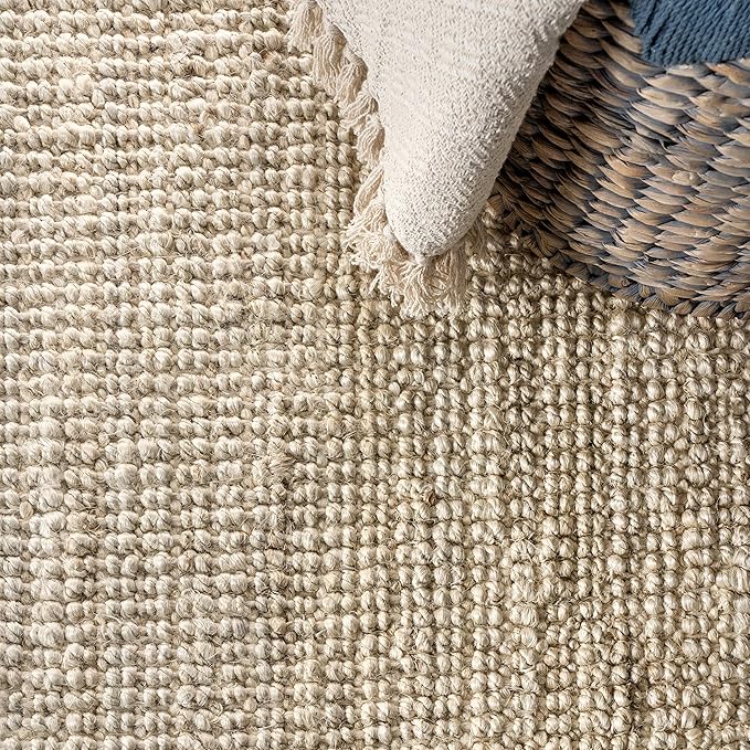 JONATHAN Y Pata Hand Woven Chunky Jute Light Ivory Runner Rug, 2x20, Bohemian, Rustic, Cottage, Easy-Cleaning for Living Room, Bedroom, Kitchen, Non-Shedding (NRF102B-220)