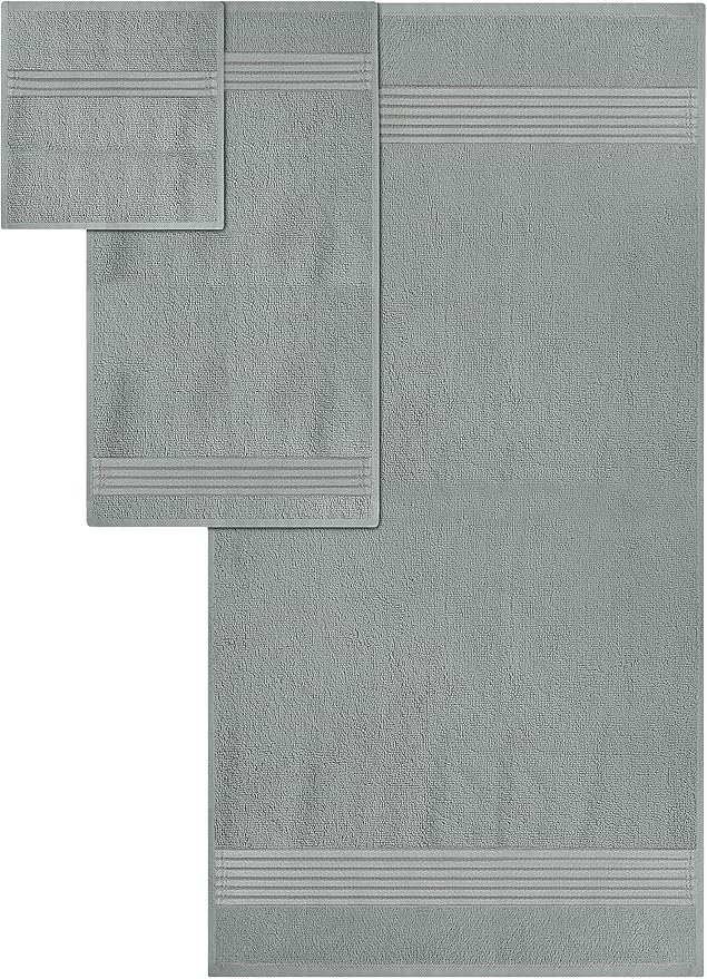 Utopia Towels 8 Piece Premium Towel Set, 2 Bath, 2 Hand, and 4 Washcloths, 100% Ring Spun Cotton, Highly Absorbent Towels for Bathroom, Sports, and Hotel, Cool Grey