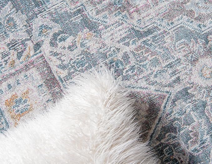Unique Loom Baracoa Collection Area Rug - Prado (2' 2" x 6' 1" Runner, Gray/ Blue)