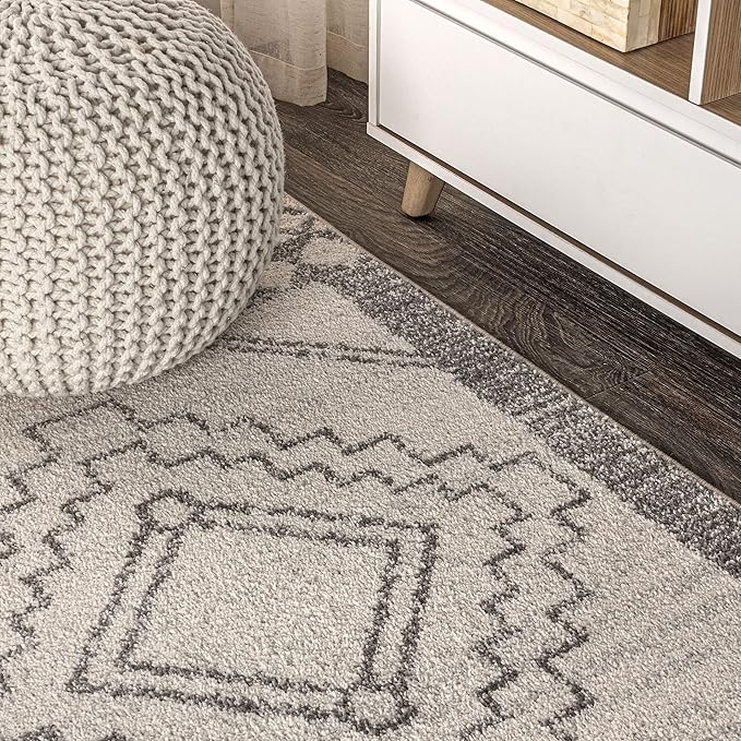 JONATHAN Y Amir Moroccan Beni Souk Cream/Gray Indoor Area Rug, 3x5, Bohemian, Scandinavian, Easy-Cleaning for Living Room, Bedroom, Kitchen, Pet Friendly, Non-Shedding (MOH200B-3)