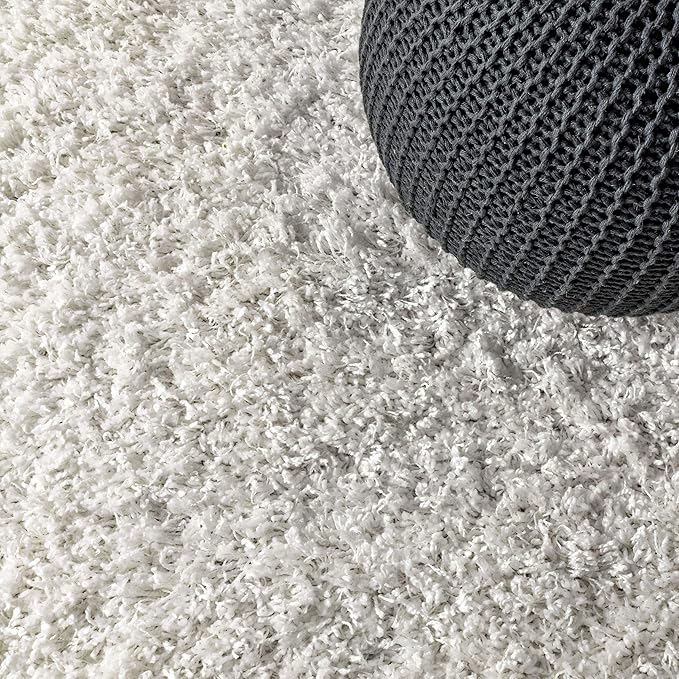 JONATHAN Y Mercer Shag Plush White Runner Rug, 2x8, Transitional, Modern, Easy-Cleaning for Living Room, Bedroom, Kitchen, Pet Friendly, Non-Shedding (MCR106A-28)
