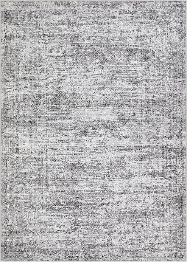 3x5 Area Rug Living Room Rugs - Washable Neutral Modern Abstract Soft Thin Rug Indoor Floor No Slip Rug Carpet for Bedroom Under Dining Table Home Office Decor - Light Gray