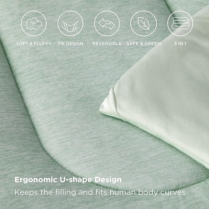 Bedsure California King Comforter Set - Cooling and Warm Bed Set, Sage Green Reversible Bedding for All Season, 3 Pieces, 1 California King Size Comforter (104"x96") and 2 Pillow Cases (20"x36")