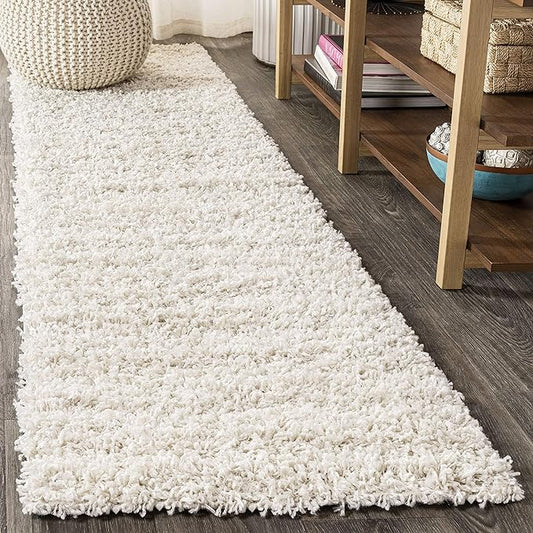 JONATHAN Y Mercer Shag Plush Cream Runner Rug, 2x8, Contemporary, Modern, Easy-Cleaning for Living Room, Bedroom, Kitchen, Pet Friendly, Non-Shedding (MCR106D-28)
