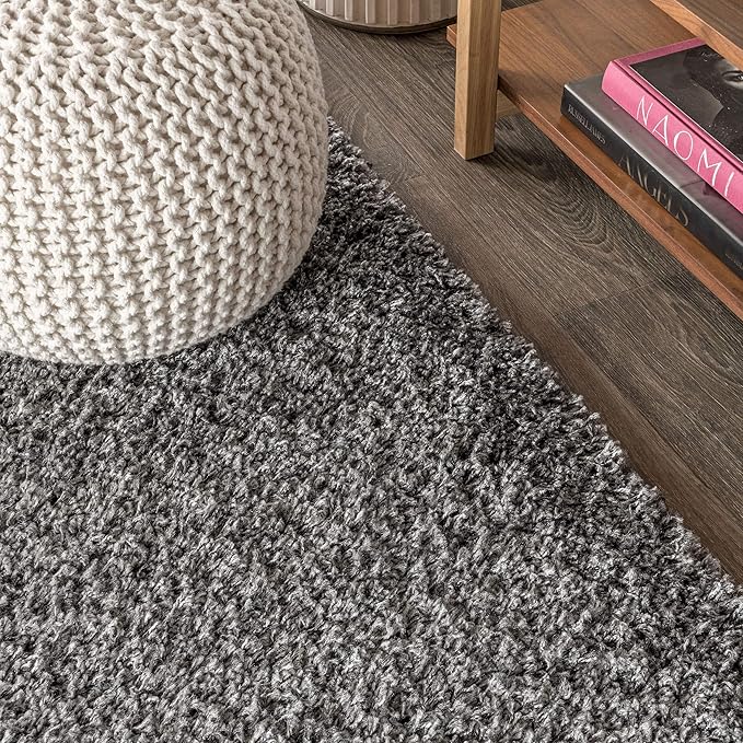 JONATHAN Y Mercer Shag Plush Charcoal Runner Rug, 2x8, Contemporary, Modern, Easy-Cleaning for Living Room, Bedroom, Kitchen, Pet Friendly, Non-Shedding (MCR106B-28)