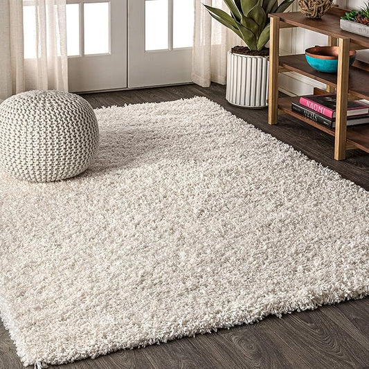 JONATHAN Y Mercer Shag Plush Cream Indoor Area Rug, 3x5, Contemporary, Modern, Easy-Cleaning for Living Room, Bedroom, Kitchen, Pet Friendly, Non-Shedding (MCR106D-3)