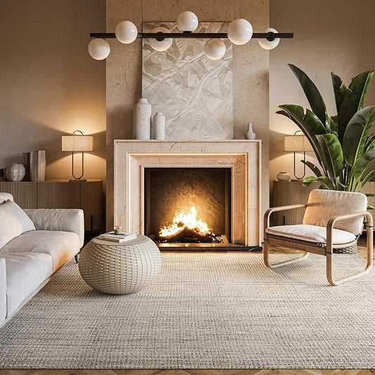 nuLOOM Ashli Solid Farmhouse Jute Area Rug, 8'6" x 11'6", Off-white