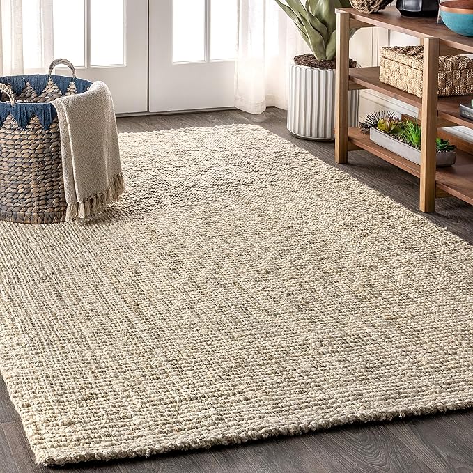 JONATHAN Y Pata Hand Woven Chunky Jute Light Ivory Indoor Area Rug, 5x8, Bohemian, Rustic, Cottage, Easy-Cleaning for Living Room, Bedroom, Kitchen, Non-Shedding (NRF102B-5)