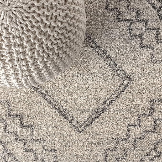 JONATHAN Y Amir Moroccan Beni Souk Cream/Gray Indoor Area Rug, 4x6, Bohemian, Scandinavian, Easy-Cleaning for Living Room, Bedroom, Kitchen, Pet Friendly, Non-Shedding (MOH200B-4)