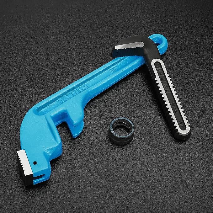 DURATECH 10-Inch Offset Pipe Wrench, Heavy Duty End Pipe Wrench, Cast Iron Handle, Adjustable Plumbing Wrench